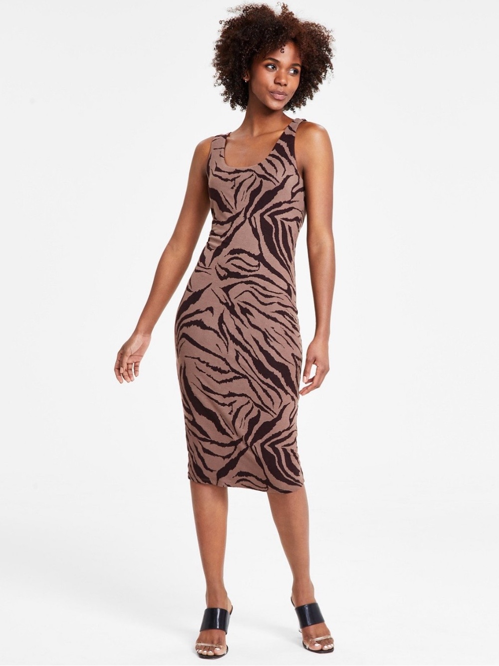 BAR III Chelsea Zebra Print Midi Jersey Dress